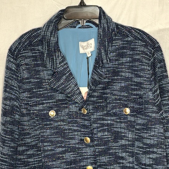 Jaclyn Smith‎ Blazer, Knit Jacket, Blue with Shimmer, NWT in Size L - Picture 3 of 15